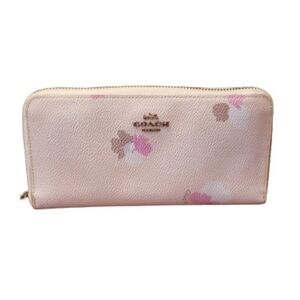 Coach pale pink coated canvas and leather zip around large wallet K1577-53794